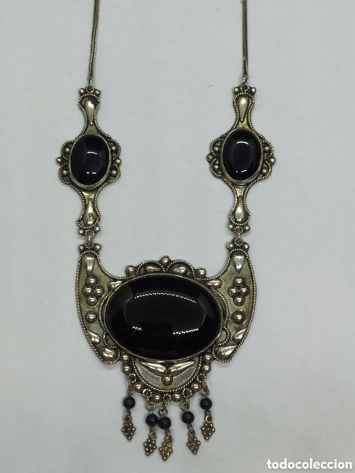 Joyeria: Collar de plata y &oacute;nix. Plata 925. Azabache. Collar g&oacute;tico - Foto 2