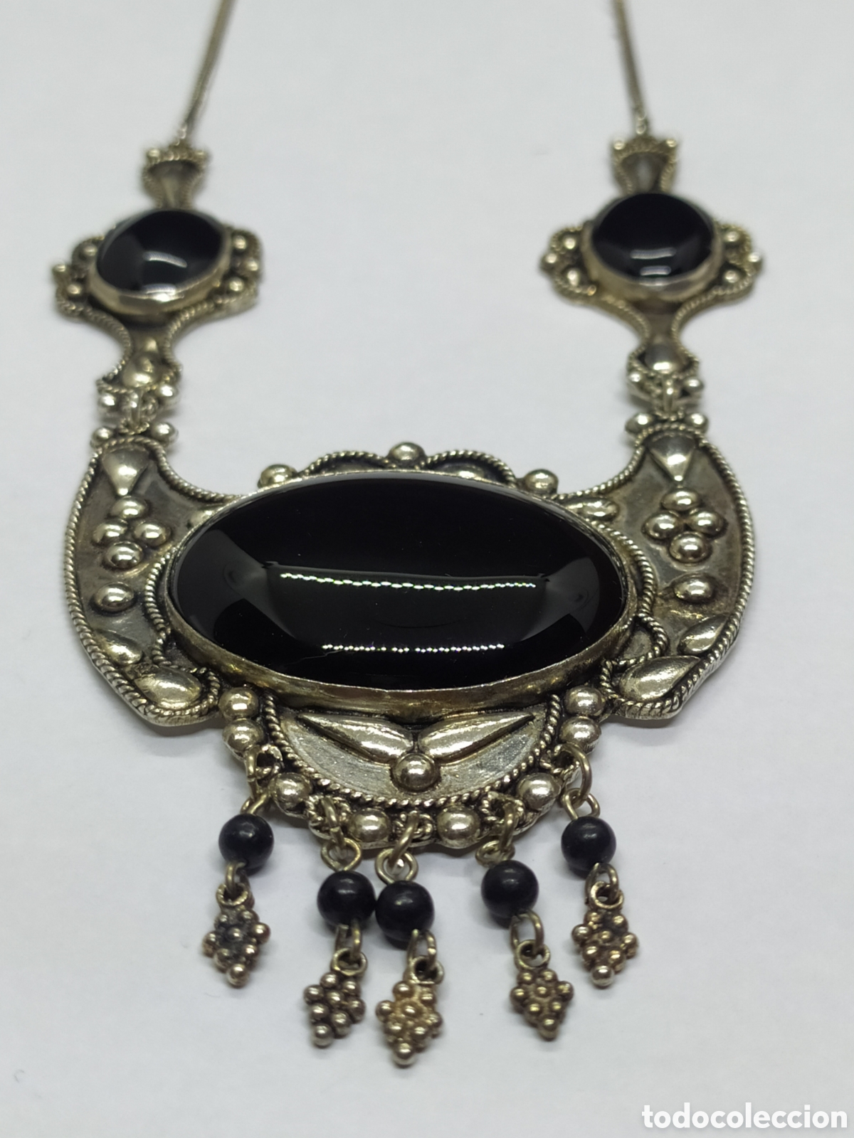 Joyeria: Collar de plata y &oacute;nix. Plata 925. Azabache. Collar g&oacute;tico - Foto 4