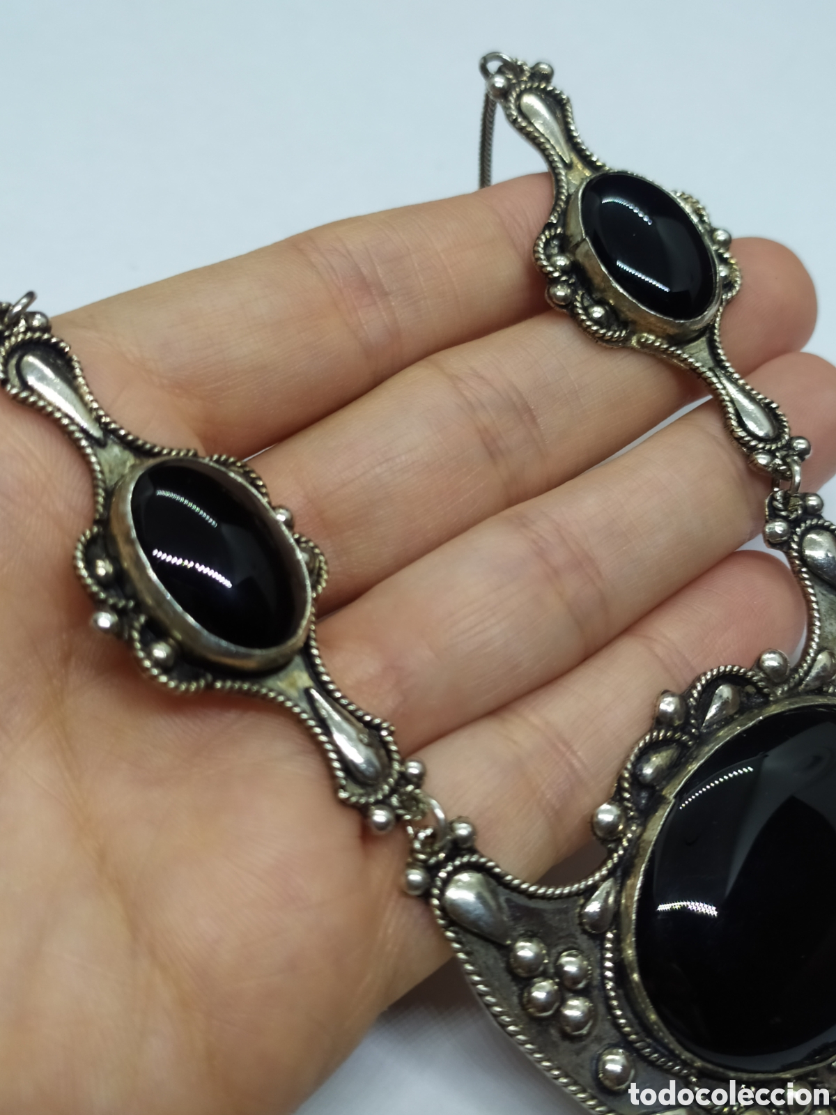 Joyeria: Collar de plata y &oacute;nix. Plata 925. Azabache. Collar g&oacute;tico - Foto 6