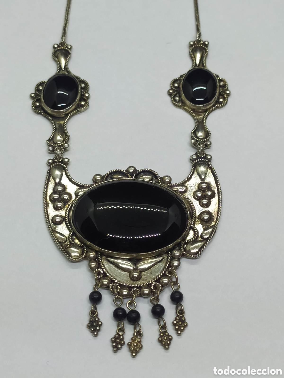 Joyeria: Collar de plata y &oacute;nix. Plata 925. Azabache. Collar g&oacute;tico - Foto 1