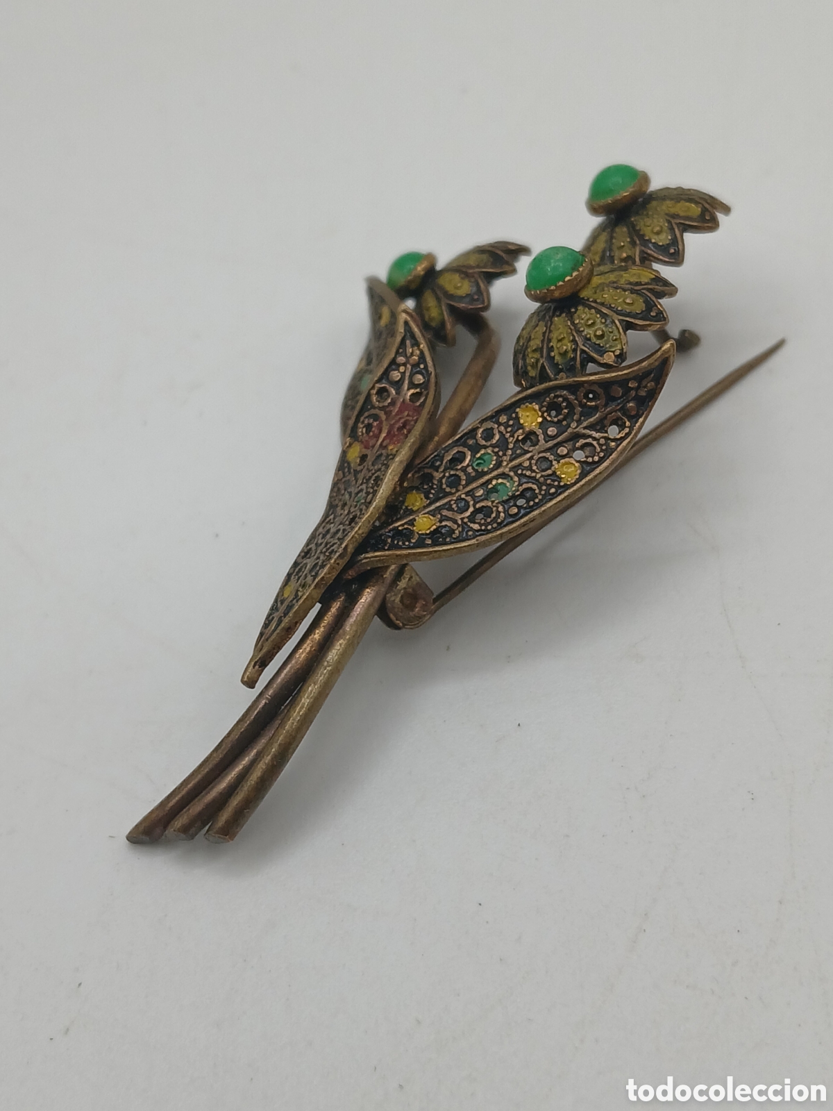 Joyeria: Broche lat&oacute;n dorado y esmalte - Foto 2