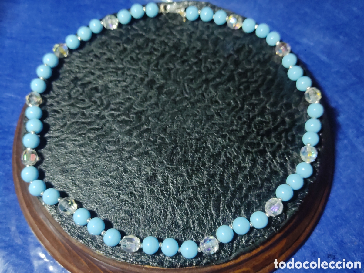 Joyeria: Collar de cristal de murano azul celeste.Vintage. - Foto 2
