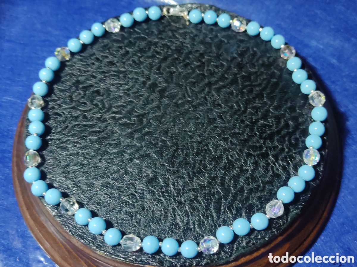Joyeria: Collar de cristal de murano azul celeste.Vintage. - Foto 3