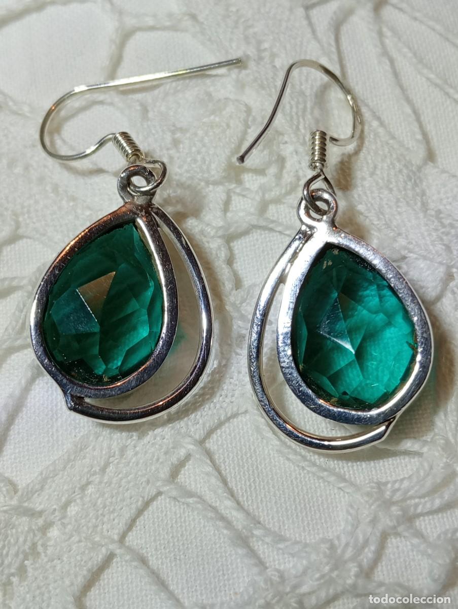 Joyeria: PENDIENTES DE PLATA MACIZA Y CUARZO VERDE (SIN USAR) - Foto 4