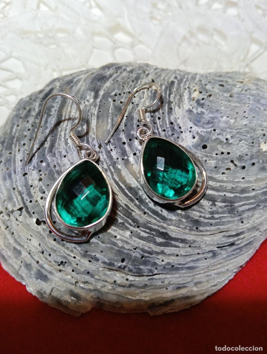 Joyeria: PENDIENTES DE PLATA MACIZA Y CUARZO VERDE (SIN USAR) - Foto 5