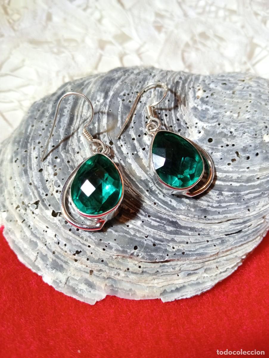 Joyeria: PENDIENTES DE PLATA MACIZA Y CUARZO VERDE (SIN USAR) - Foto 7