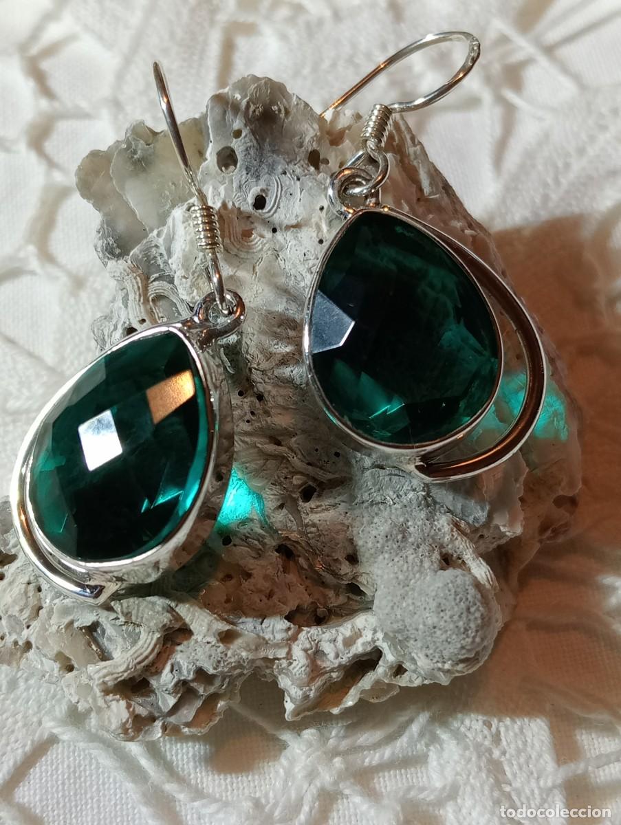 Joyeria: PENDIENTES DE PLATA MACIZA Y CUARZO VERDE (SIN USAR) - Foto 8