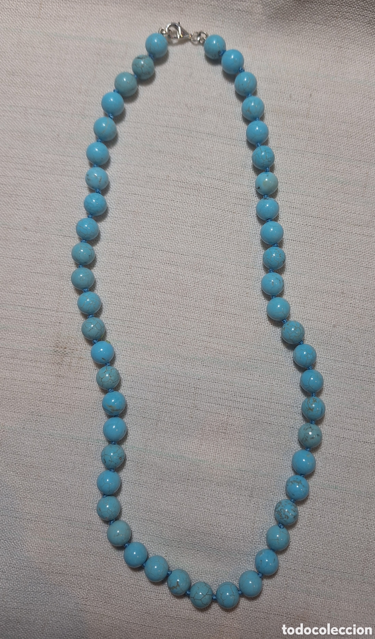 Joyeria: Collar de Turquesa, anudado, con broche de Plata - Foto 3