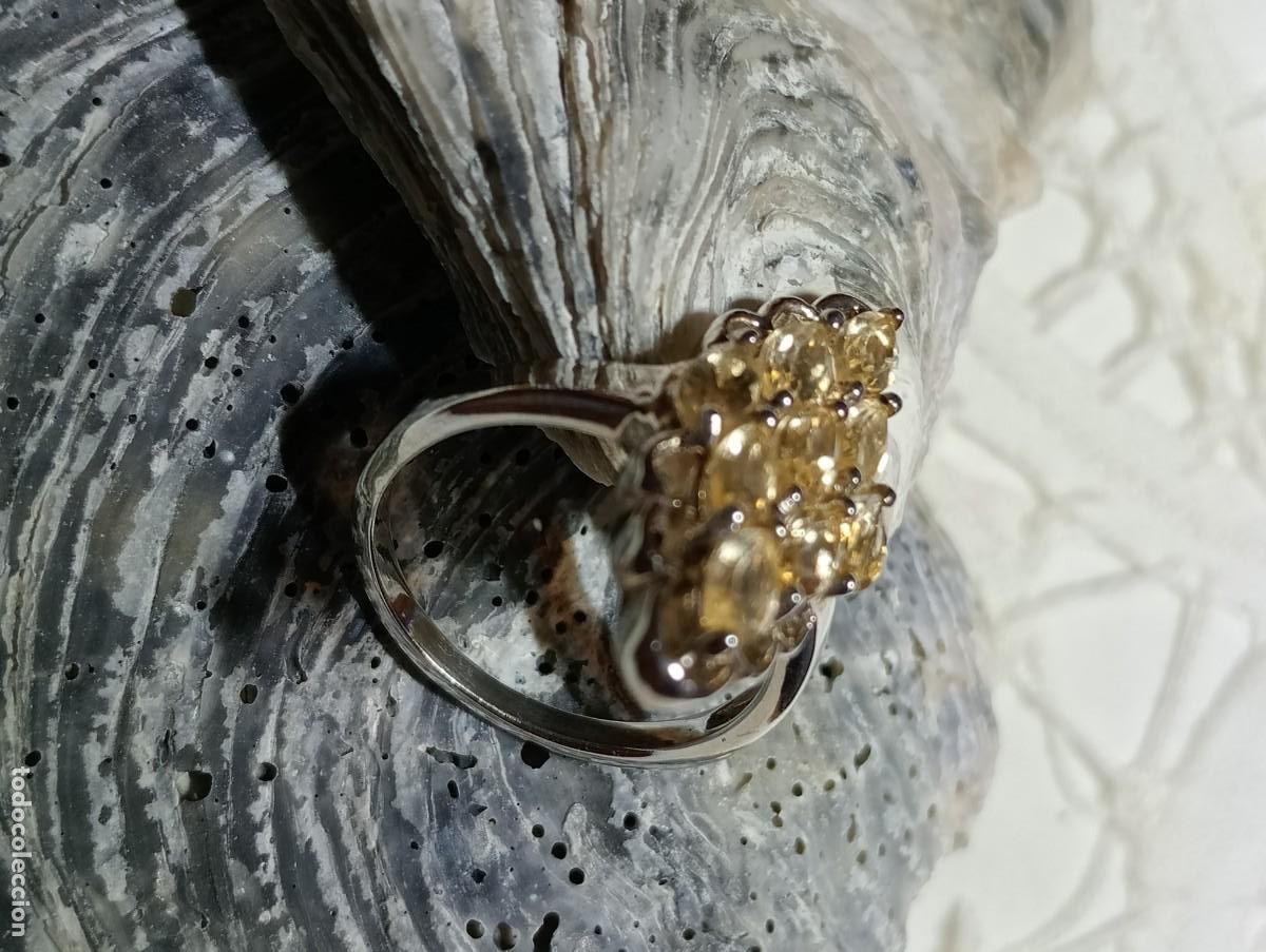 Gioielleria: ANILLO DE CITRINOS NATURALES Y PLATA MACIZA ART. D&Eacute;CO (SIN USAR)