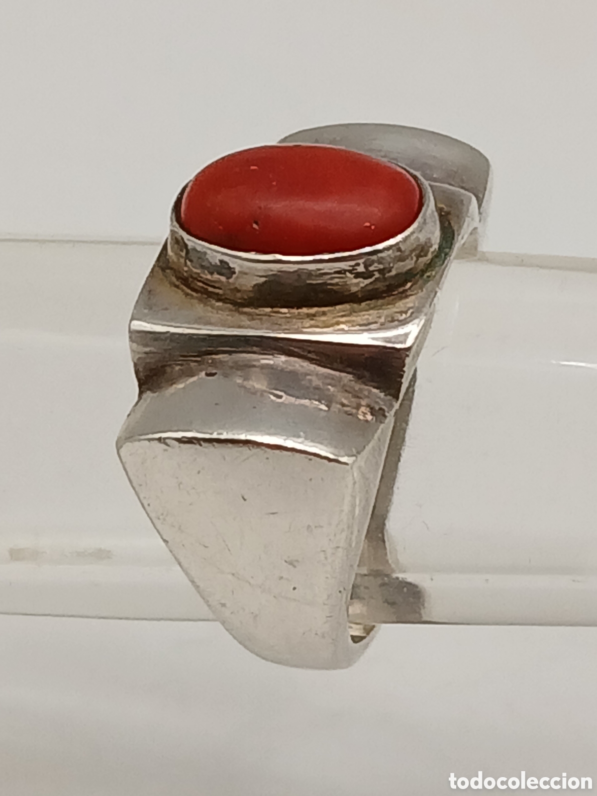 Joyeria: Antiguo anillo plata 925mls y coral rojo - Foto 2