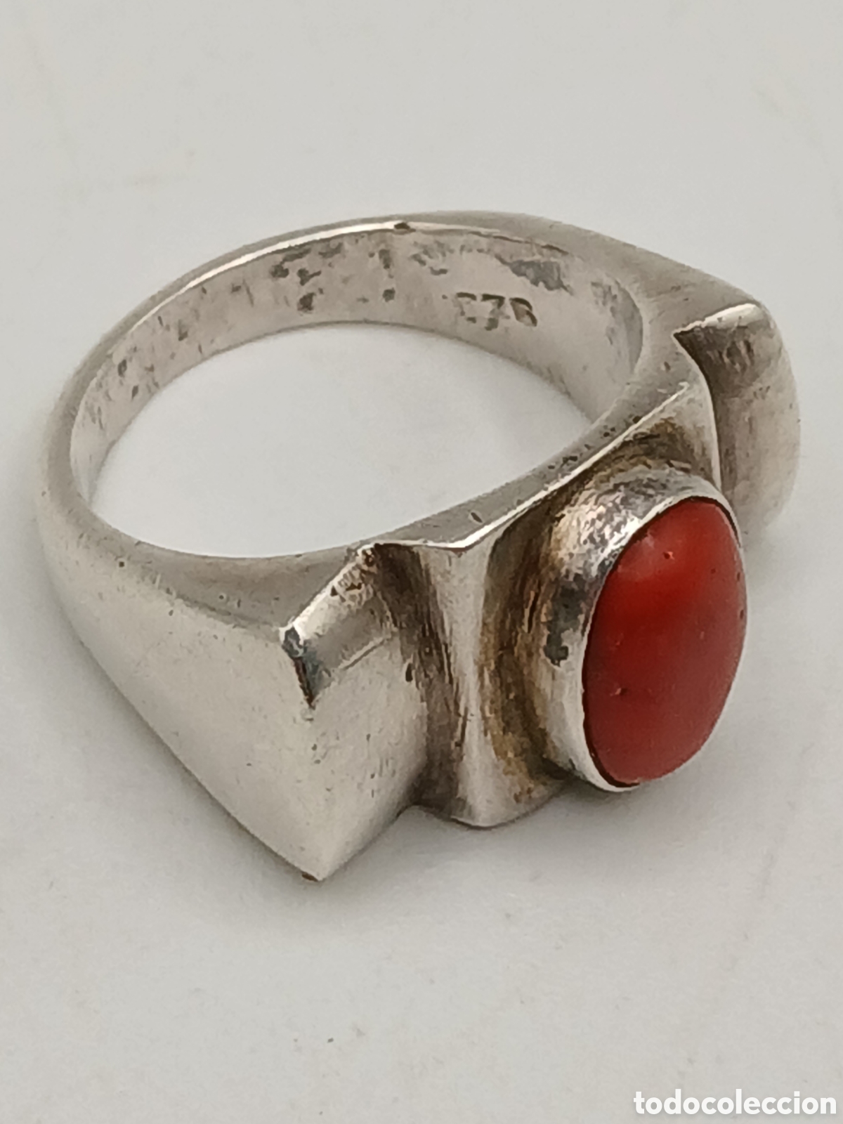 Joyeria: Antiguo anillo plata 925mls y coral rojo - Foto 3