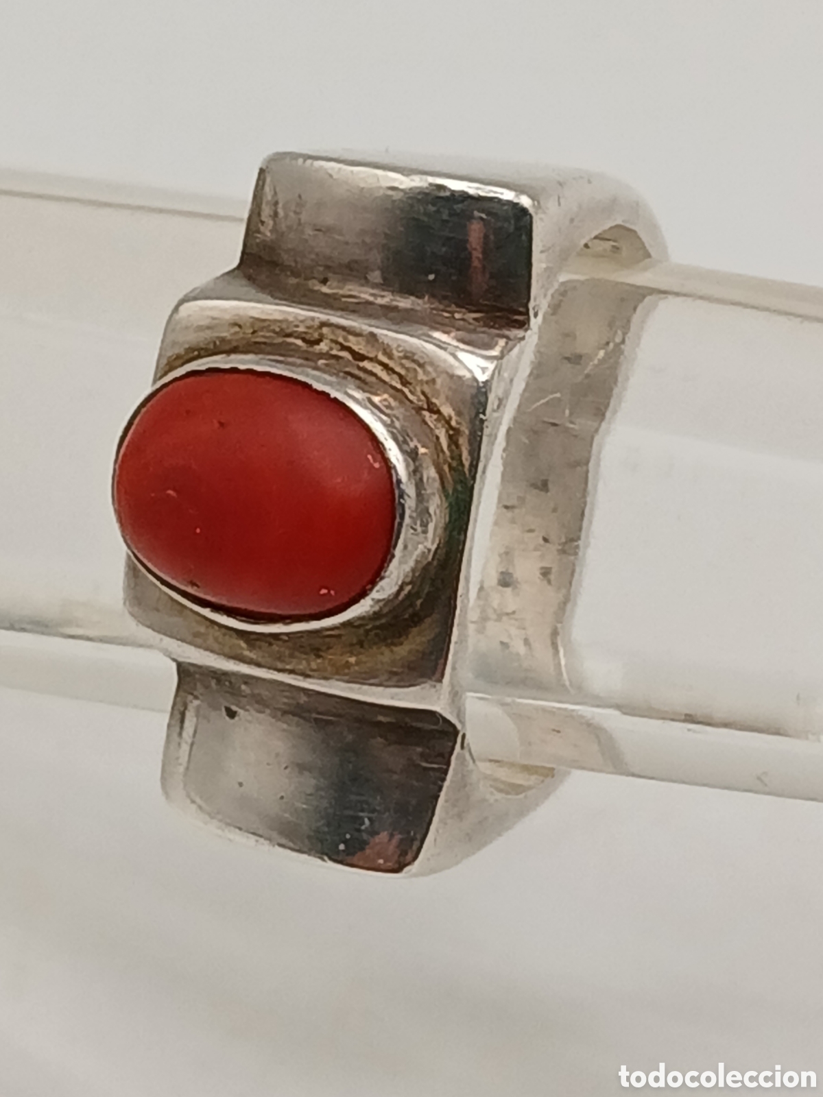 Joyeria: Antiguo anillo plata 925mls y coral rojo - Foto 4