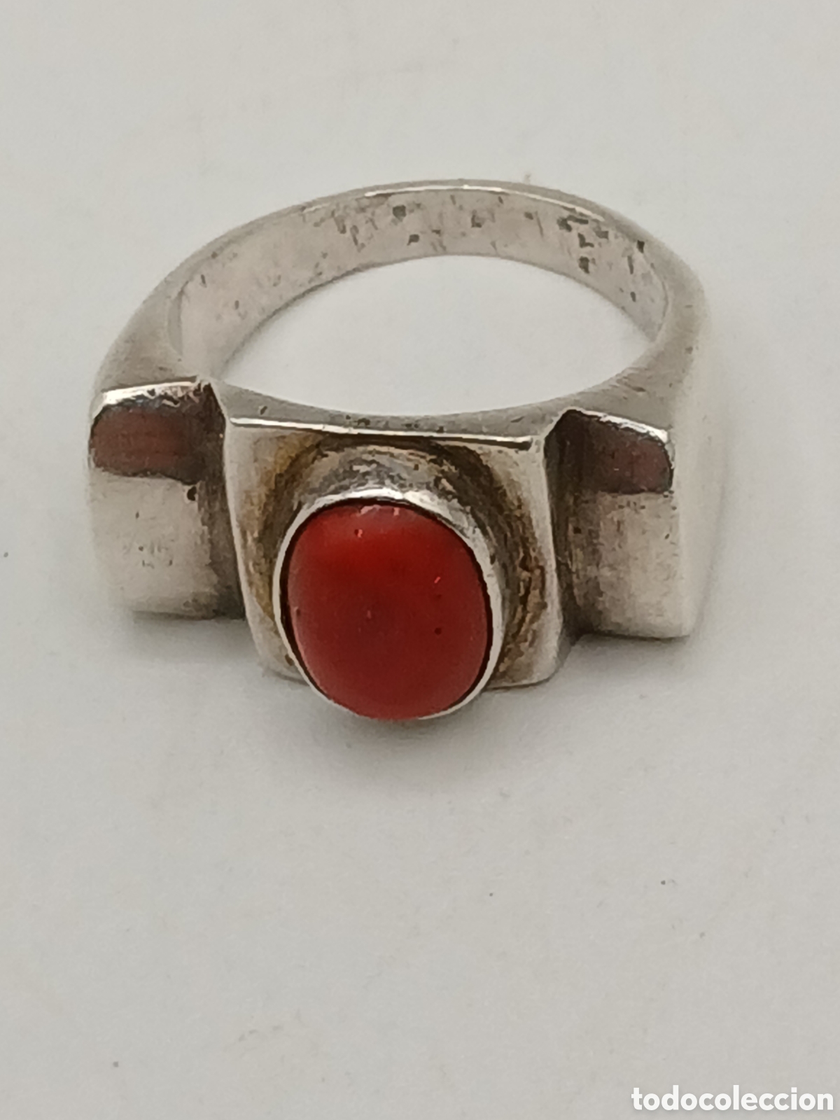Joyeria: Antiguo anillo plata 925mls y coral rojo - Foto 1