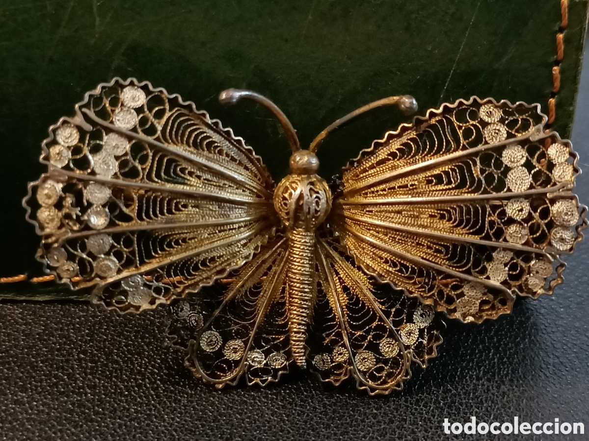 Joyeria: Broche en forma de mariposa, filigrana de plata. - Foto 2