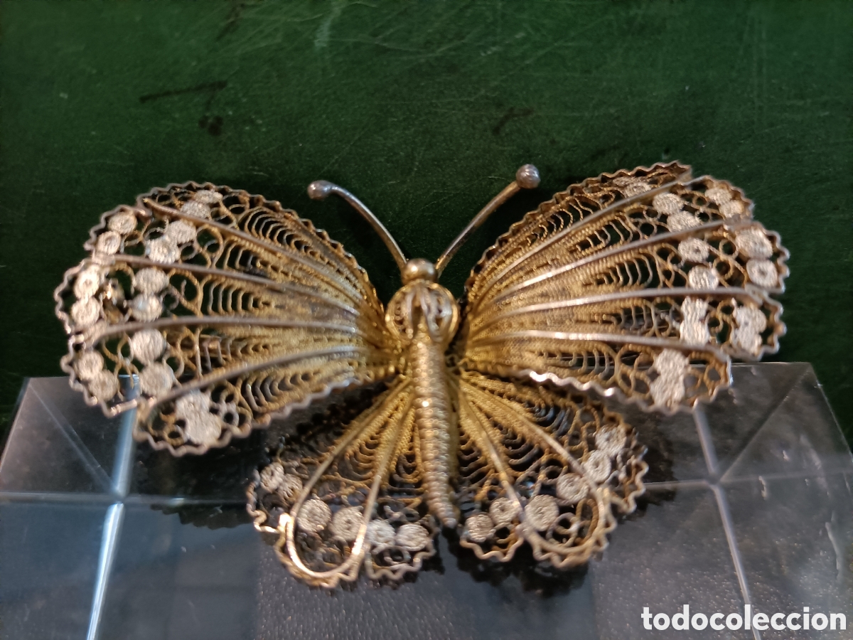 Joyeria: Broche en forma de mariposa, filigrana de plata. - Foto 1