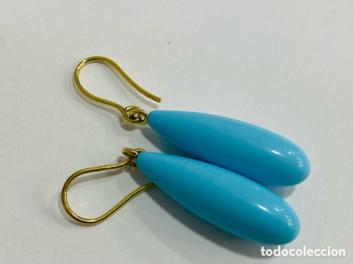 Joyeria: Pendientes de Oro 18K y Turquesa - Foto 2
