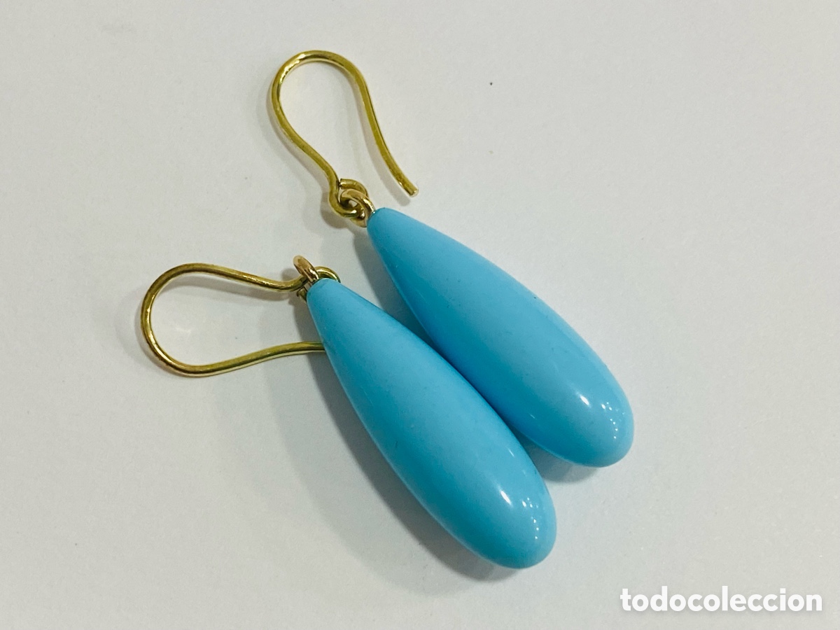 Joyeria: Pendientes de Oro 18K y Turquesa - Foto 3