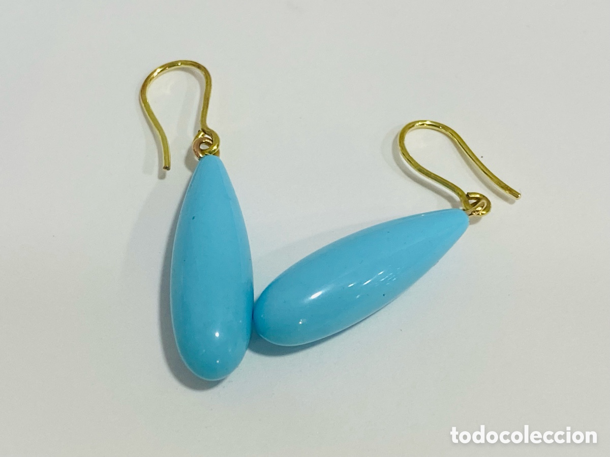 Joyeria: Pendientes de Oro 18K y Turquesa - Foto 4