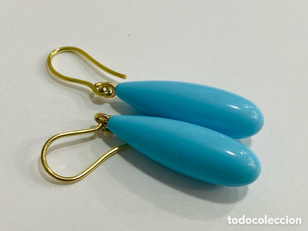 Joyeria: Pendientes de Oro 18K y Turquesa - Foto 1