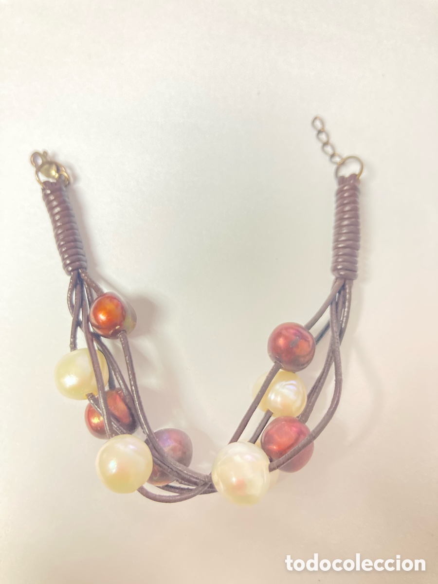 Joyeria: Pulsera de piel, perlas y plata /pul130 - Foto 4