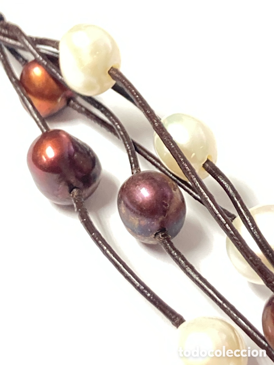 Joyeria: Pulsera de piel, perlas y plata /pul130 - Foto 5