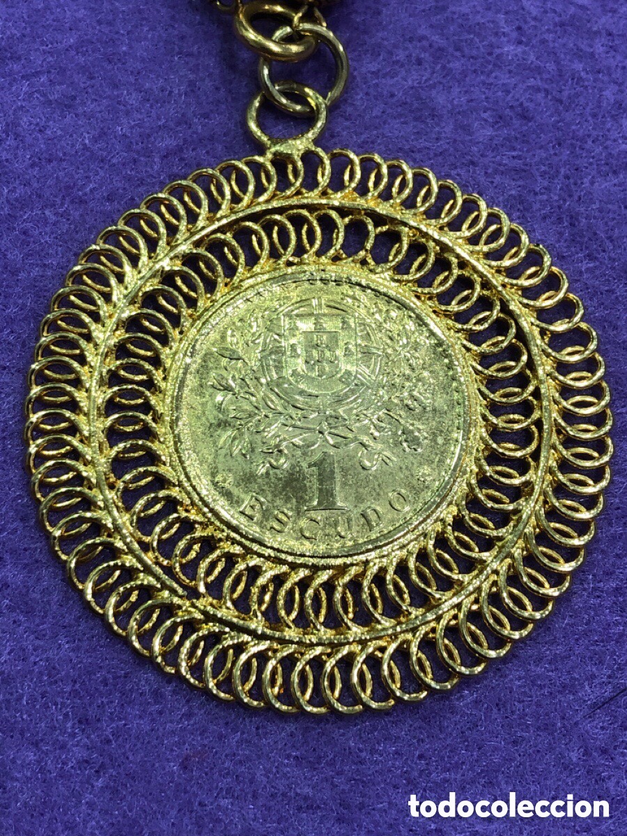 Joyeria: Collar regional con moneda portuguesa (L9) - Foto 3