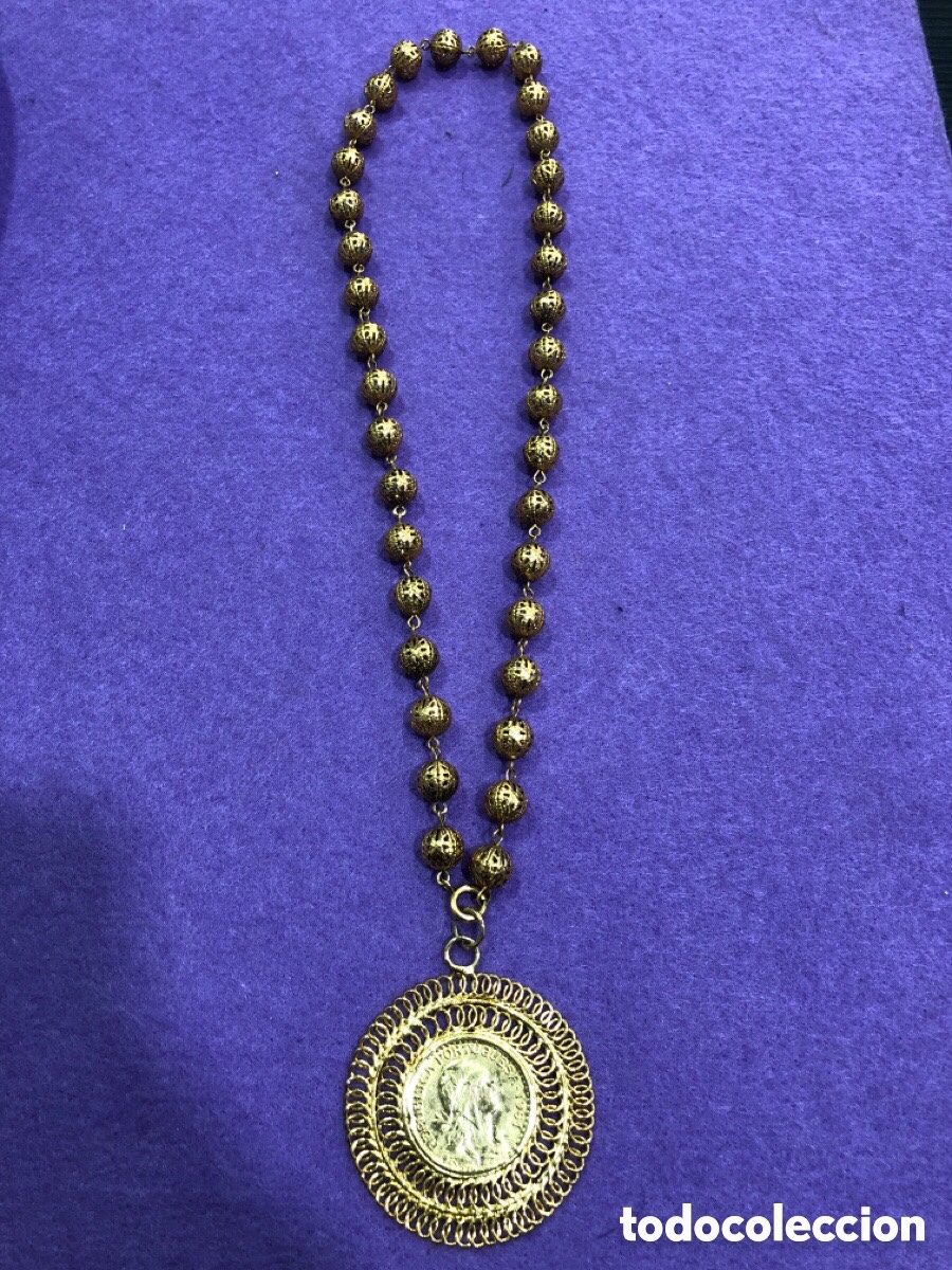 Joyeria: Collar regional con moneda portuguesa (L9) - Foto 1