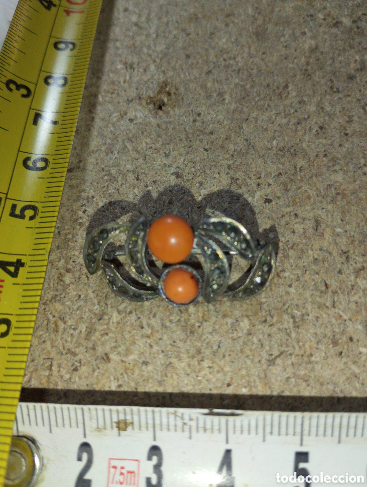 Joyeria: Antiguo broche de plata con piedras - Foto 1