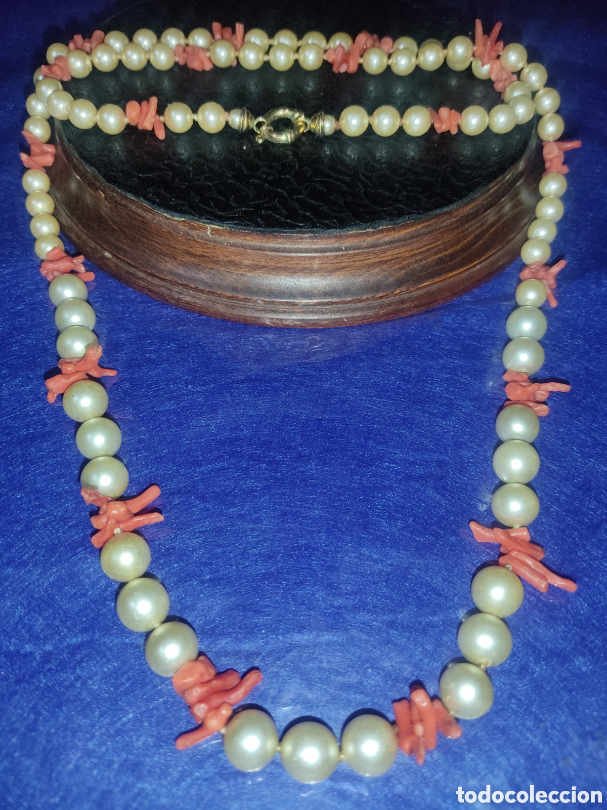 Joyeria: Collar largo de coral rojo y perlas.Vintage. - Foto 2
