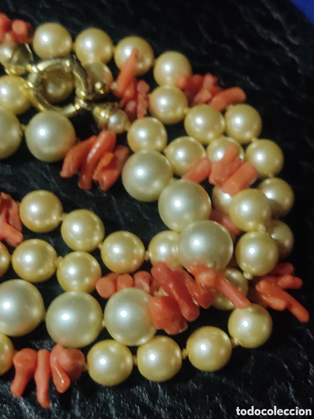 Joyeria: Collar largo de coral rojo y perlas.Vintage. - Foto 6
