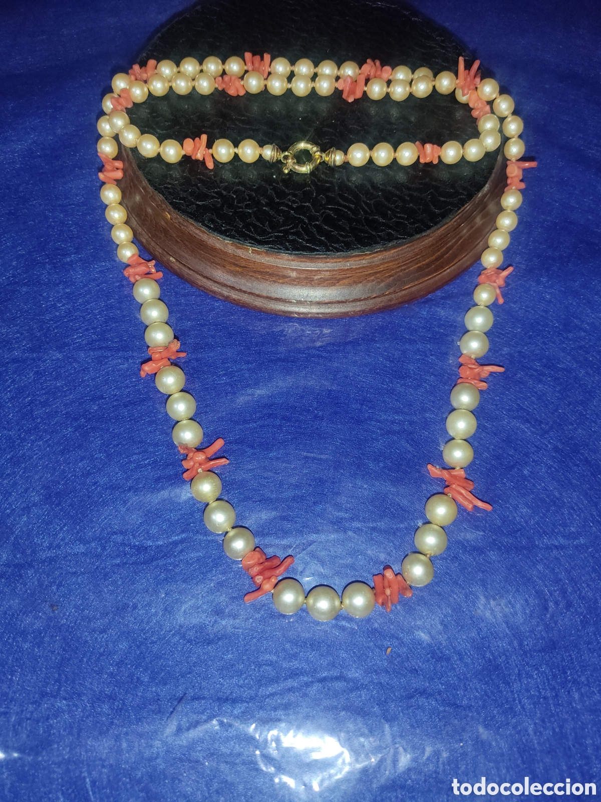 Joyeria: Collar largo de coral rojo y perlas.Vintage. - Foto 1