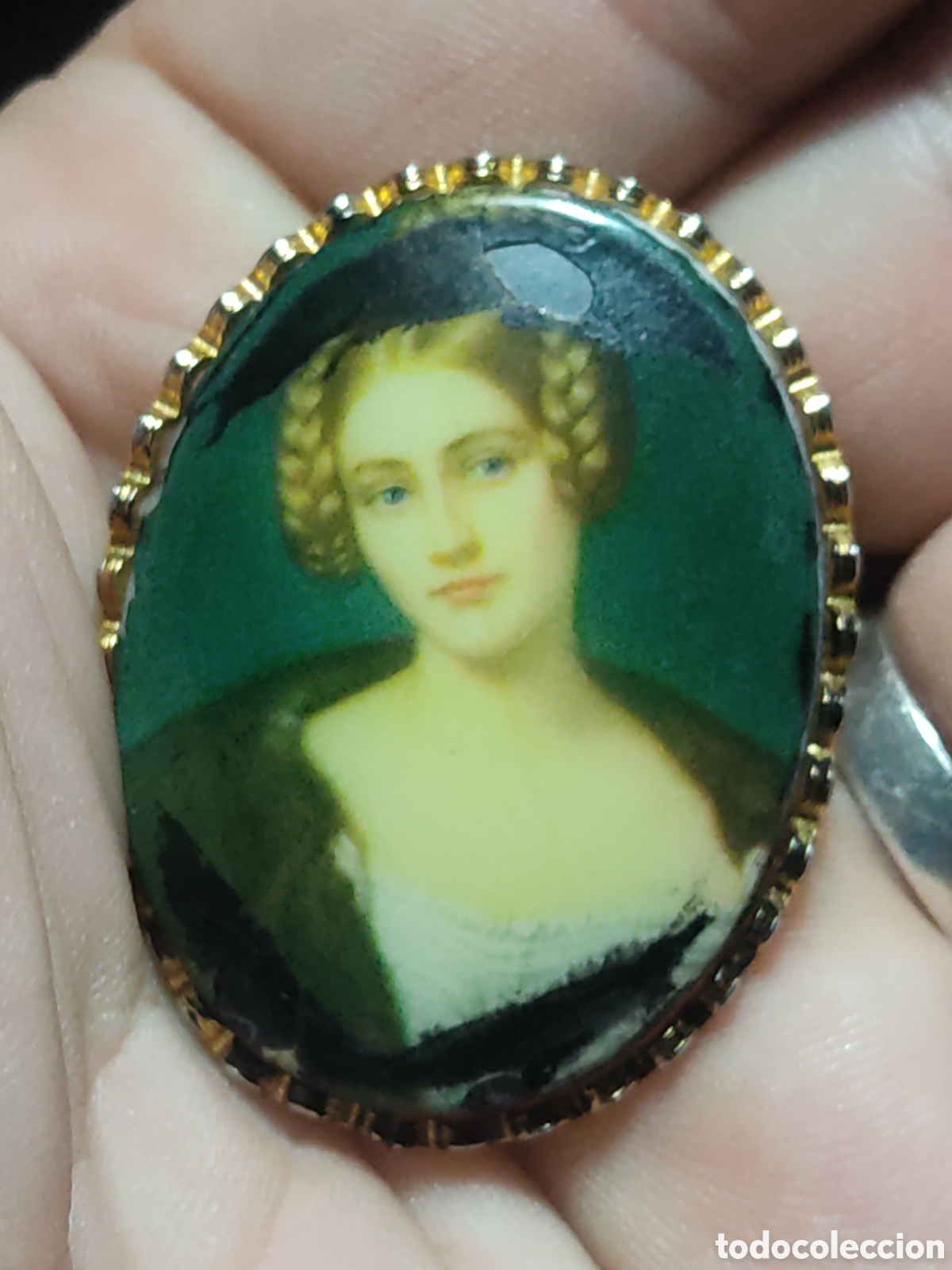 Joyeria: Broche de porcelana dama de &eacute;poca.Vintage. - Foto 4