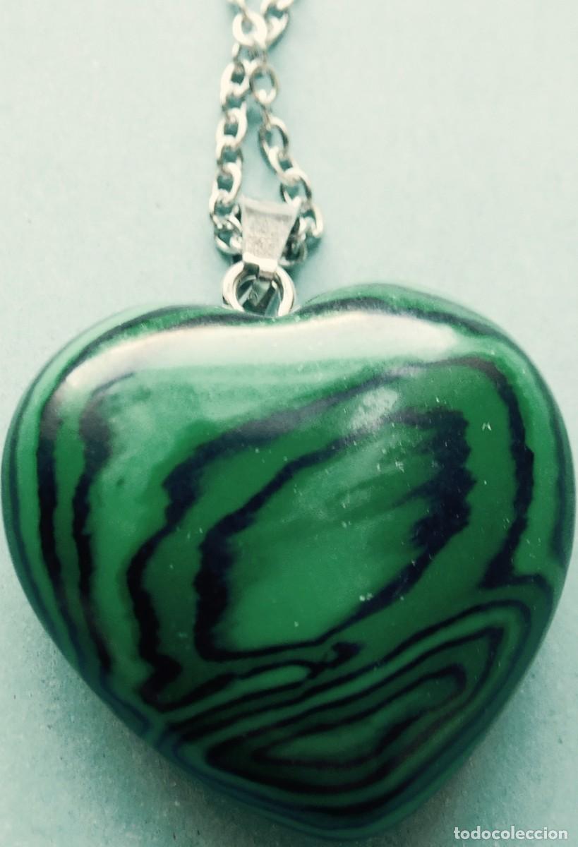 Joyeria: Colgante de coraz&oacute;n de malaquita rayada - Foto 1