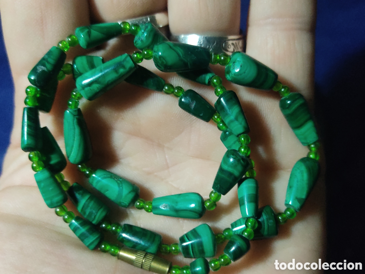 Joyeria: Collar de malaquita.Vintage. - Foto 6