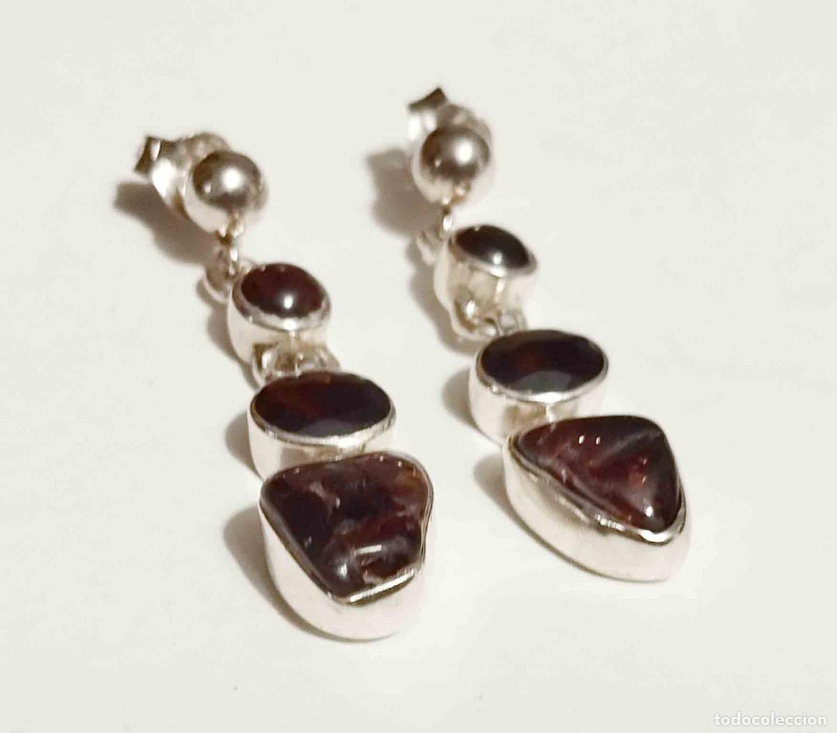 Joyeria: Pendientes granates y plata de ley - Foto 1