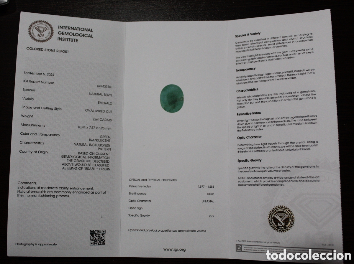Joyeria: Esmeralda 2.64 certificado IGI. - Foto 2
