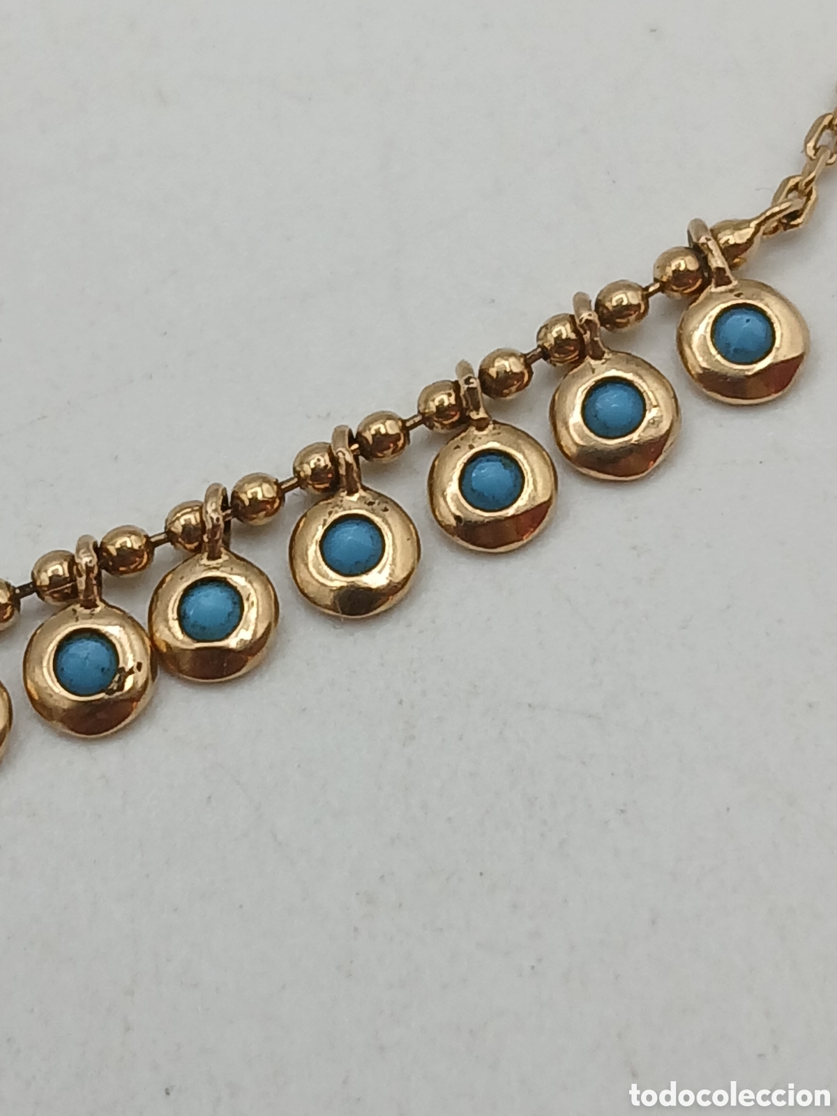 Joyeria: Pulsera metal chapado oro y opalina azul - Foto 3
