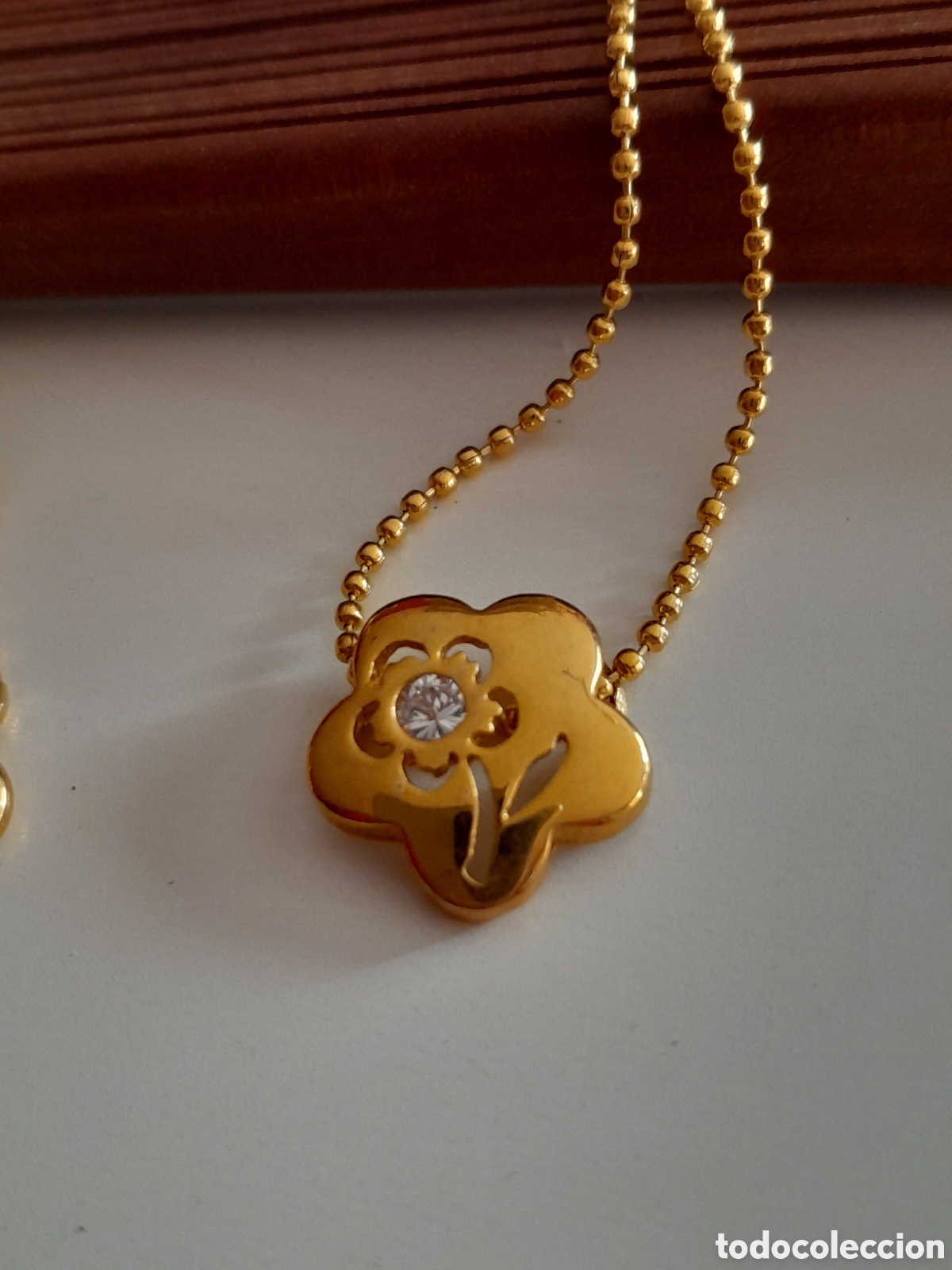 Joyeria: GARGANTILLA CHAPADA EN ORO CON CIRCONIO. FLOR - Foto 2