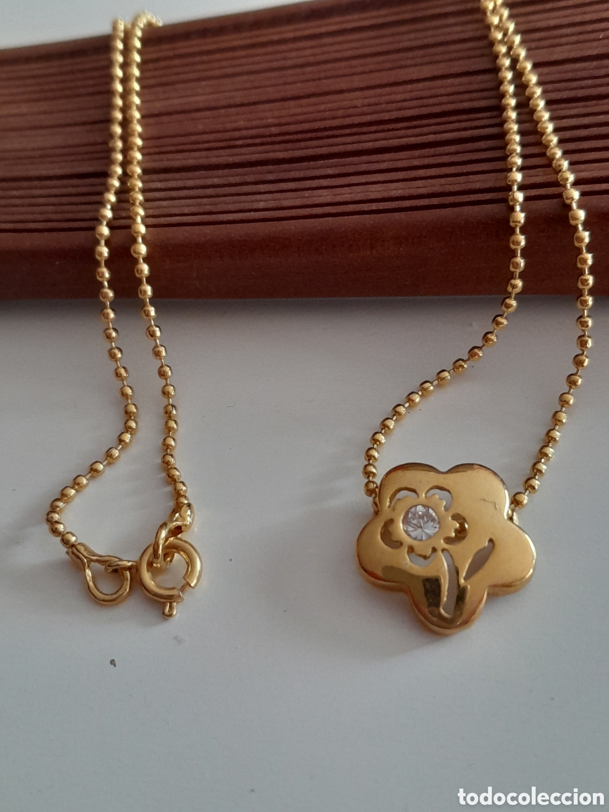 Joyeria: GARGANTILLA CHAPADA EN ORO CON CIRCONIO. FLOR - Foto 3