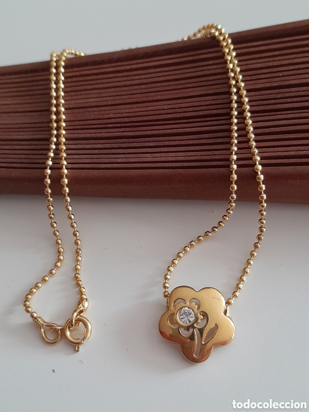 Joyeria: GARGANTILLA CHAPADA EN ORO CON CIRCONIO. FLOR - Foto 4