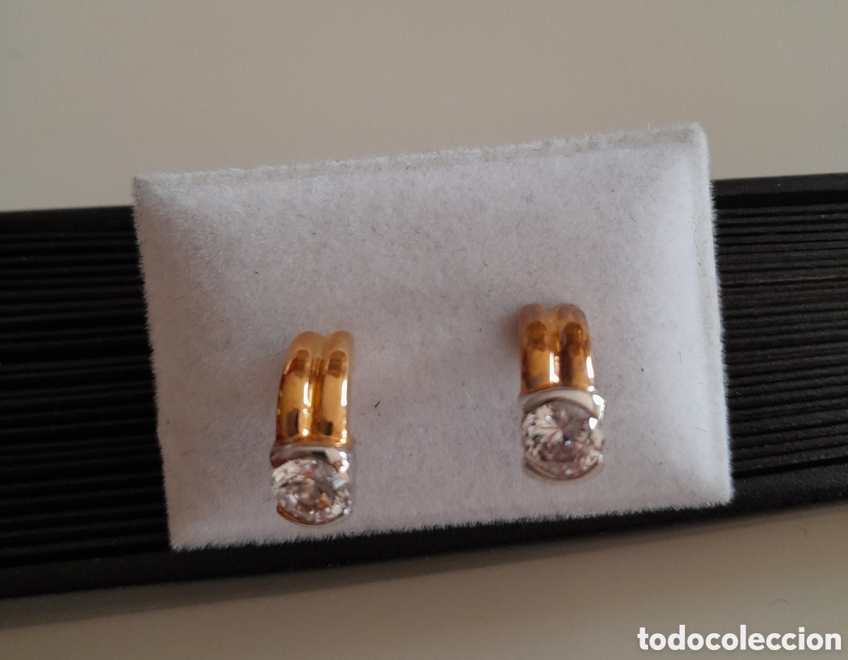 Joyeria: PENDIENTES BICOLOR CON CIRCONIUM. CIERRE DE PRESI&Oacute;N - Foto 1