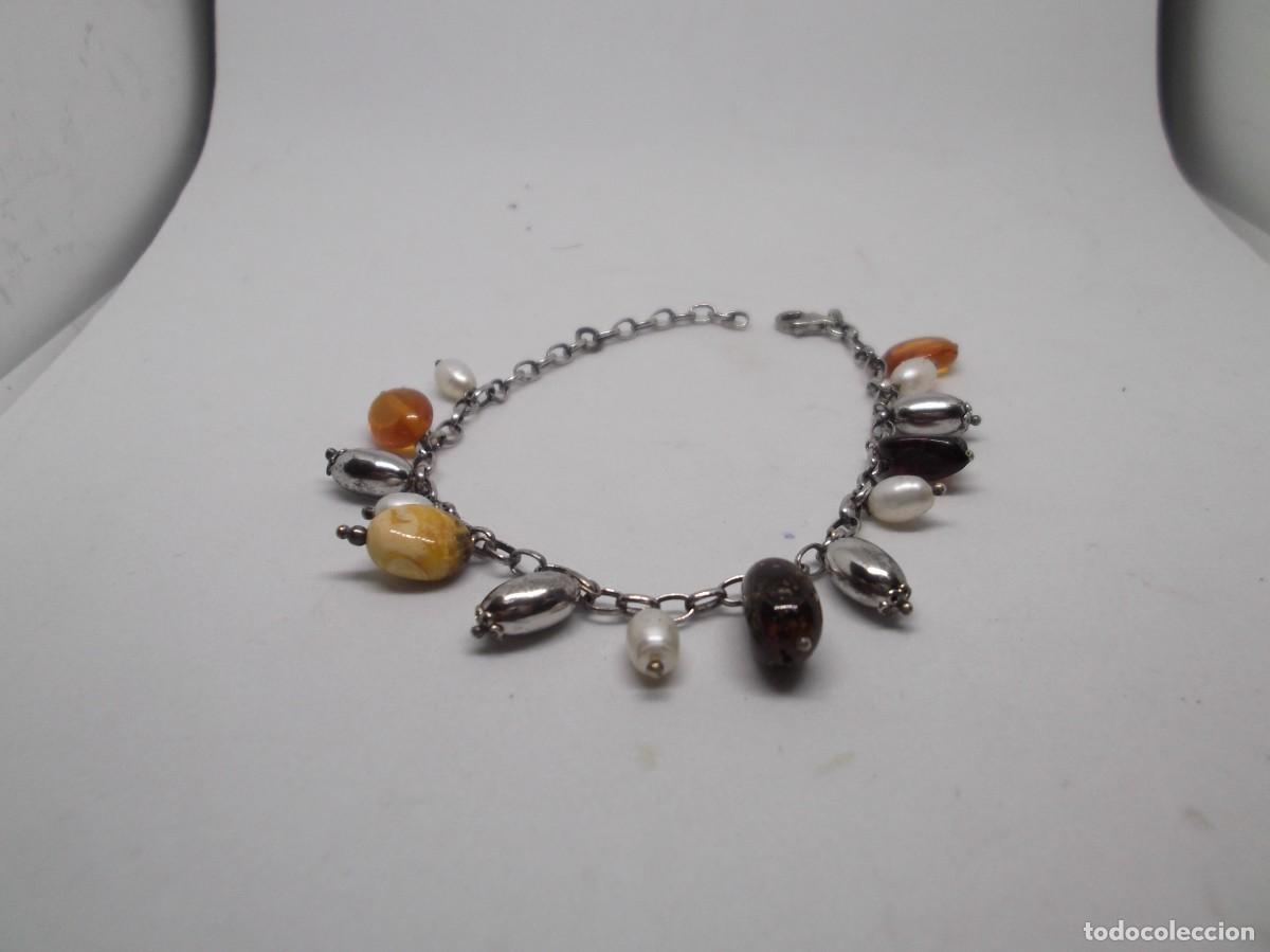 Joalharia: Pulsera de plata con colgantes.Vintage