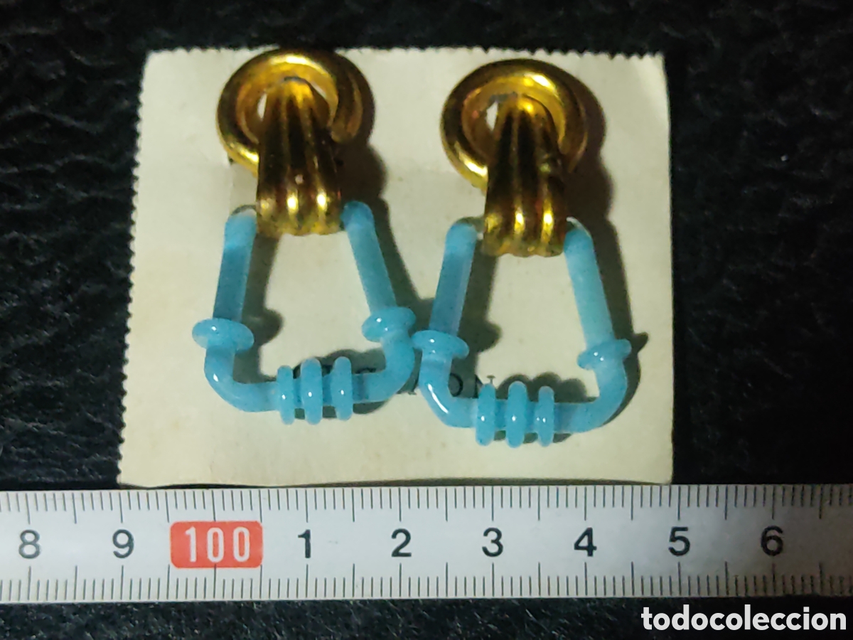 Joyeria: Pendientes de cristal azul celeste.A&ntilde;os 30. *74* - Foto 3