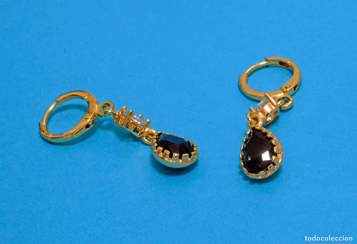 Joyeria: PENDIENTES DORADOS PIEDRAS NEGRAS - Foto 1