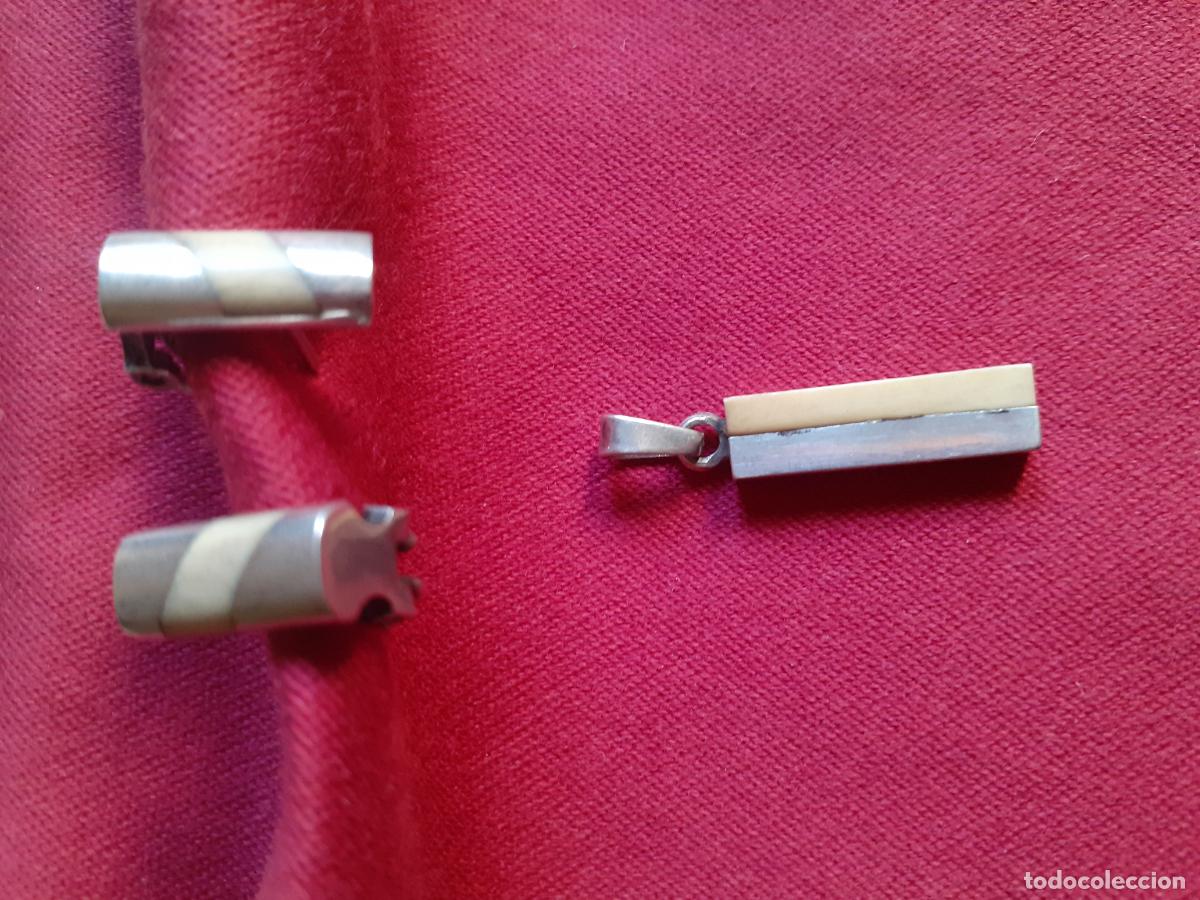 Joyeria: Pendientes y colgante de plata y marfil - Foto 2
