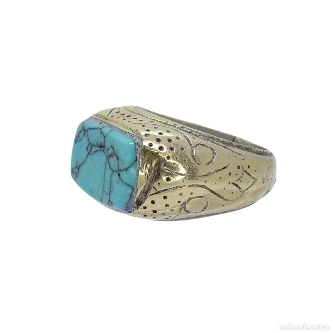 Joyeria: Anillo vintage con cabuj&oacute;n de turquesa, s. XX &ndash; Italia - Foto 1