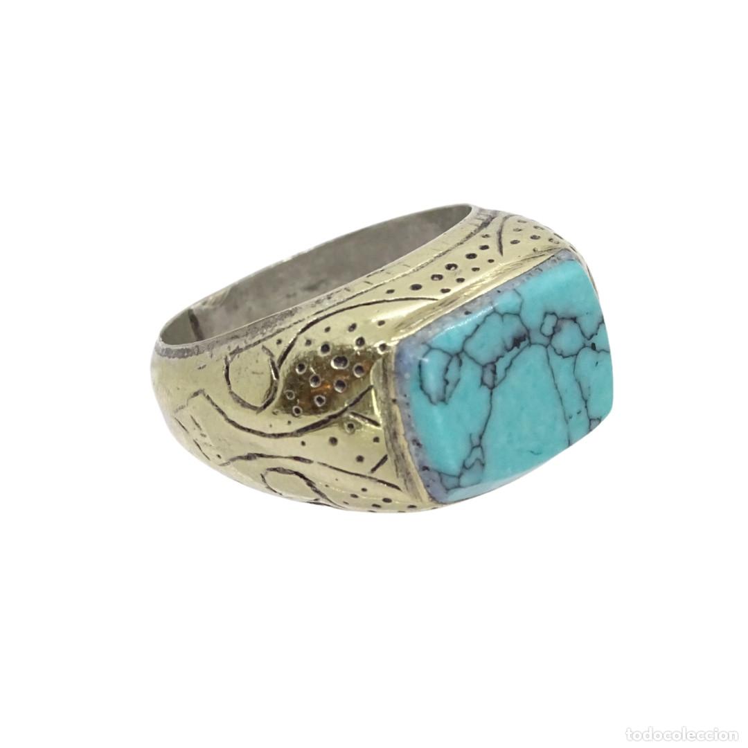 Joyeria: Anillo vintage con cabuj&oacute;n de turquesa, s. XX &ndash; Italia - Foto 2