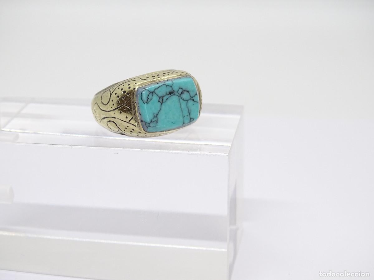 Joyeria: Anillo vintage con cabuj&oacute;n de turquesa, s. XX &ndash; Italia - Foto 4