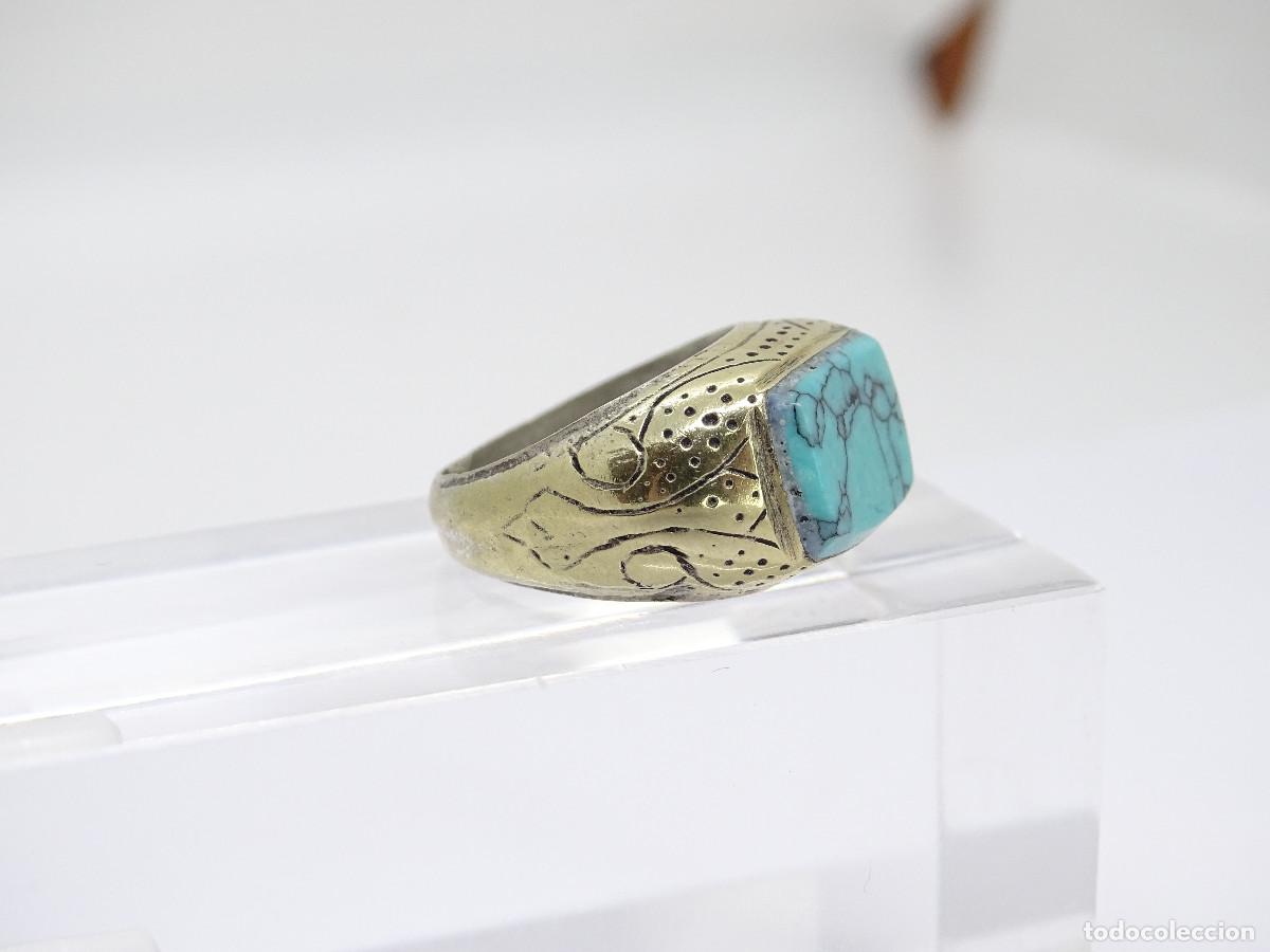 Joyeria: Anillo vintage con cabuj&oacute;n de turquesa, s. XX &ndash; Italia - Foto 5