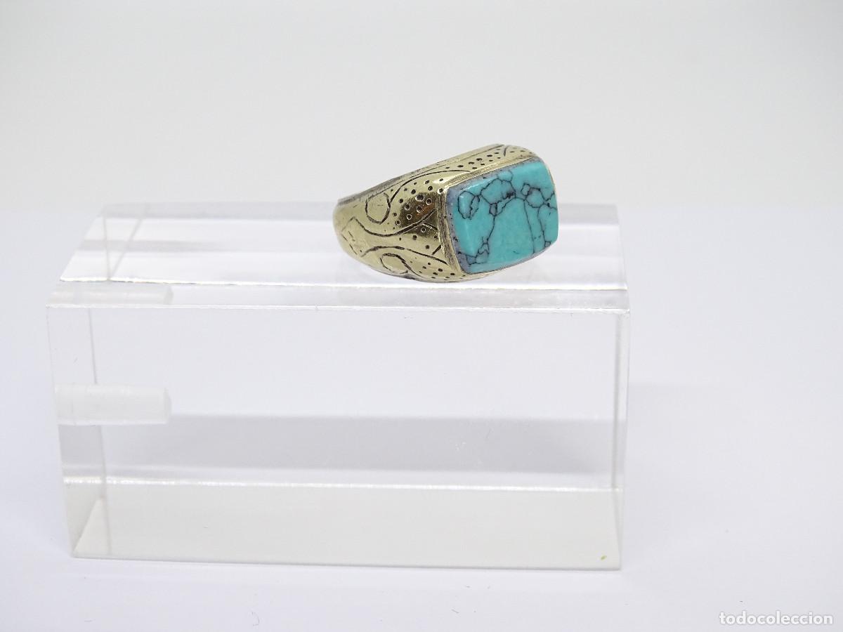 Joyeria: Anillo vintage con cabuj&oacute;n de turquesa, s. XX &ndash; Italia - Foto 6